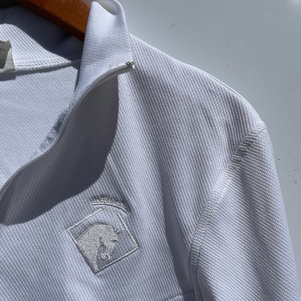 White Embroidered Polo-Style Women's Top